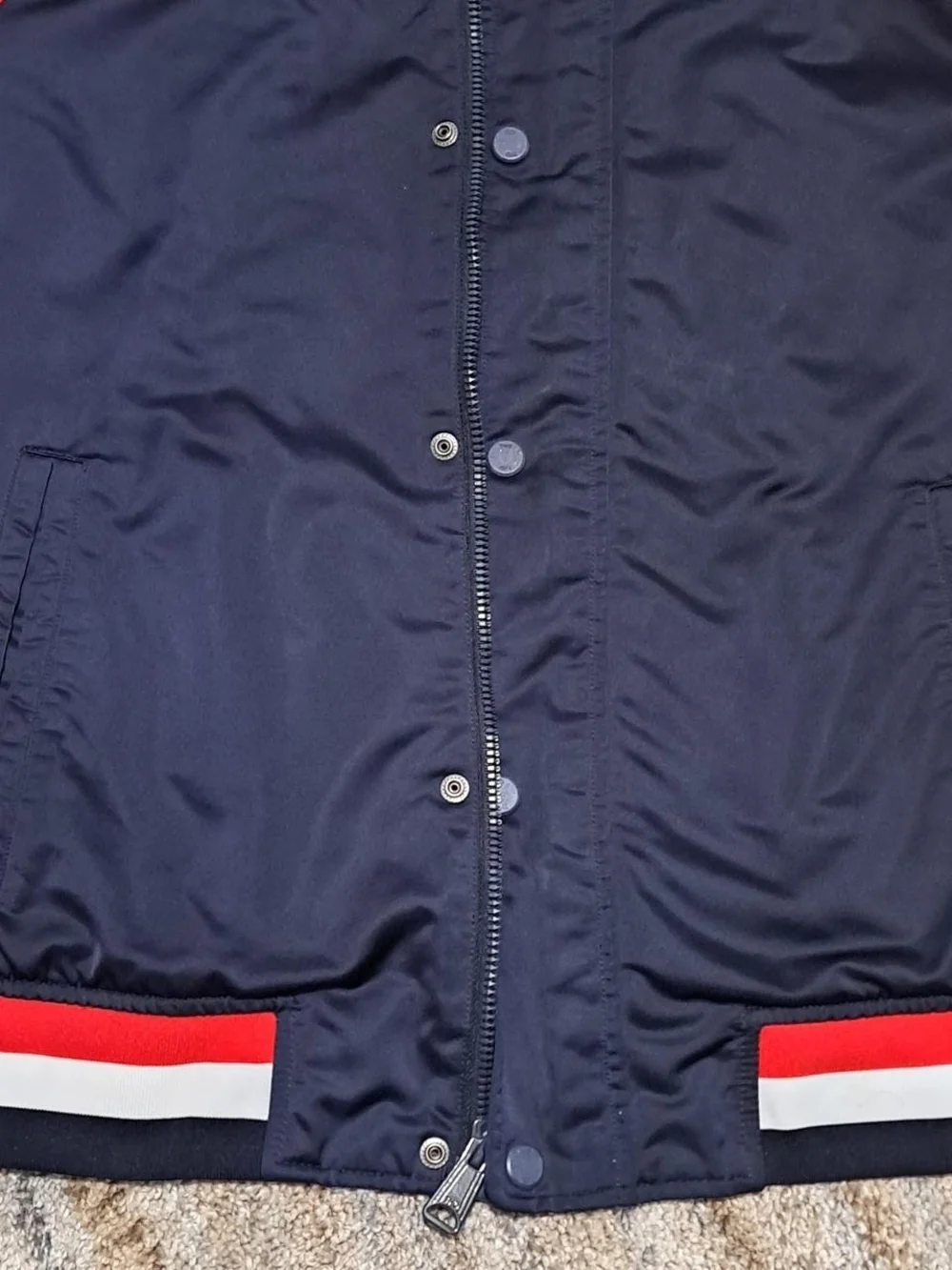 Tommy Hilfiger Men’s Colorblock Bomber Jacket Navy Red White Large